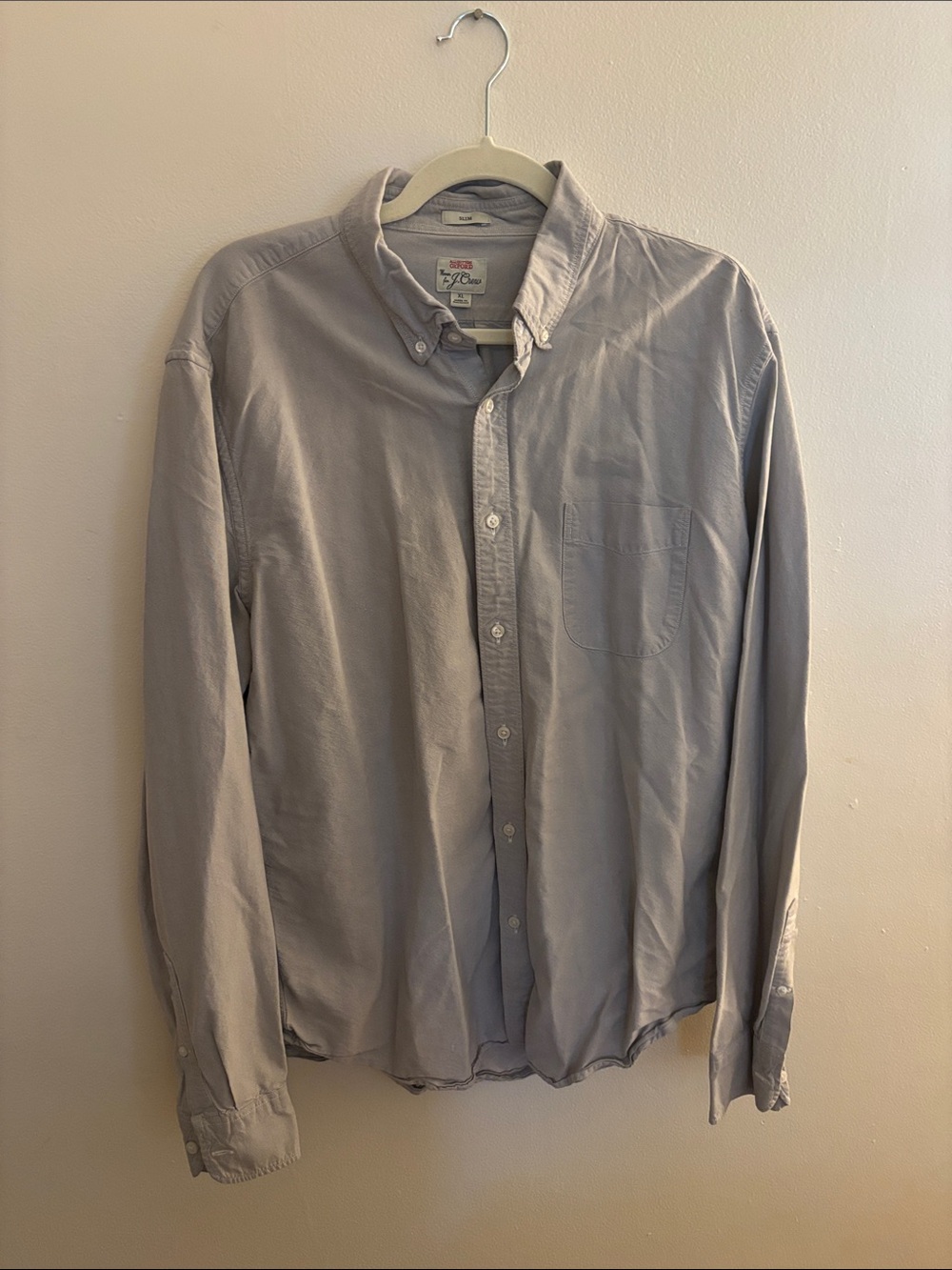 J. Crew Men's Light Gray Button-Down Casual Shirt